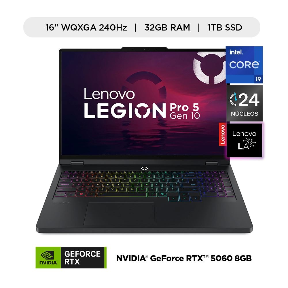 Laptop Gamer Lenovo Legion Pro 5i 16" Intel Core i9-14900HX 32GB 1TB SSD RTX 5060 8GB WQXGA 240Hz